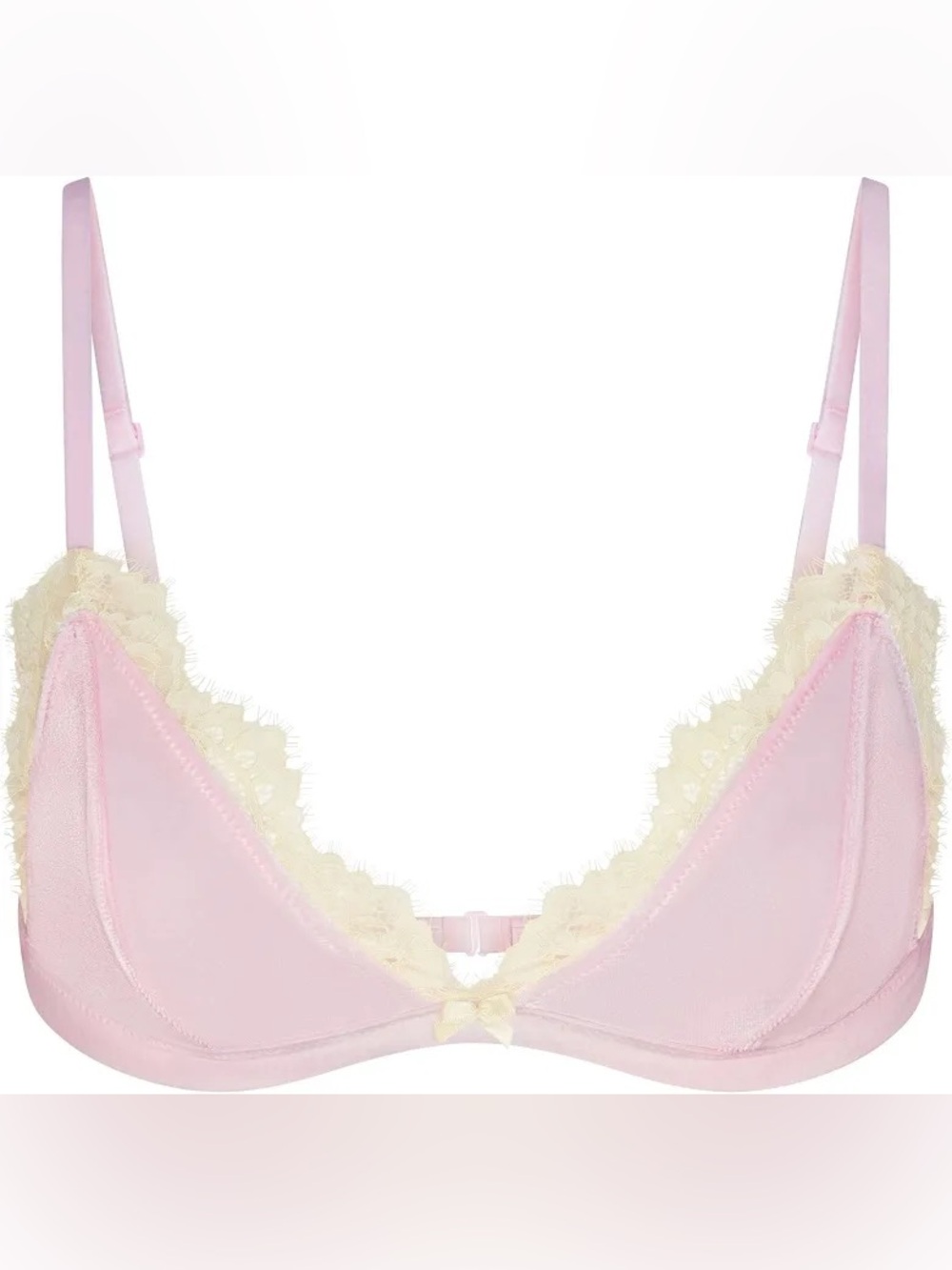 SKIMS Velvet Lace Triangle Bra in Cherry Blossom